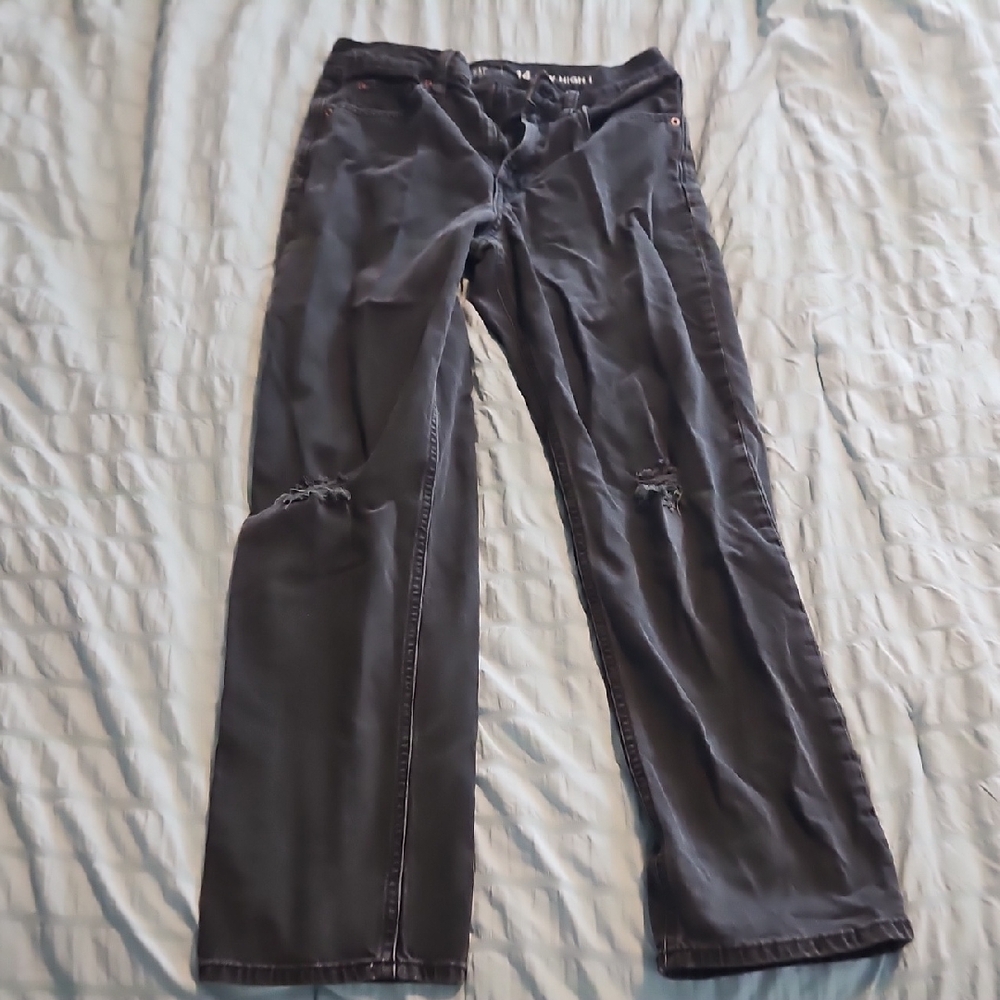 GAP Teens Charcoal Sky High Loose Leg Distressed Jeans